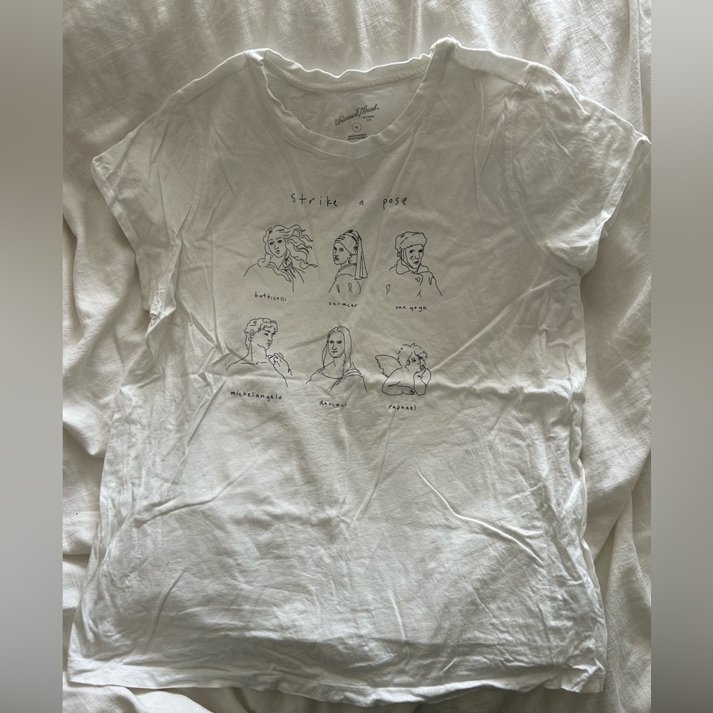 White Graphic Crewneck T-Shirt - Strike a Pose